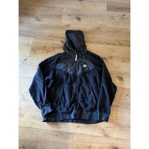 Nike Sportswear Mens Black Full Zip Hooded Fleece Sweatshirt Size XL